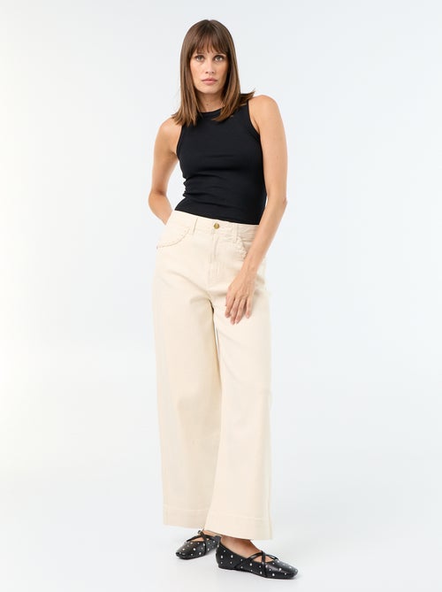 Pantalon wide leg à poches tressées - Kiabi