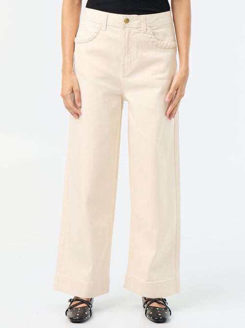 Pantalon wide leg à poches tressées - Kiabi