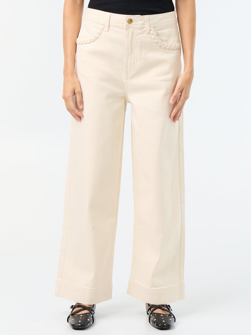 Pantalon wide leg à poches tressées Blanc - Kiabi