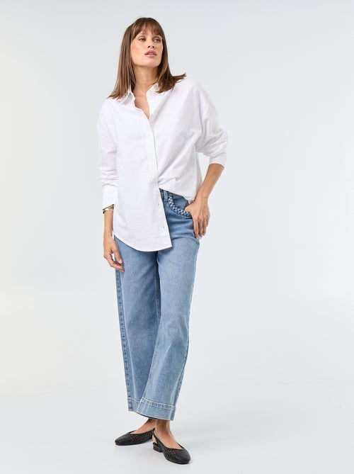 Pantalon wide leg à poches tressées - Kiabi