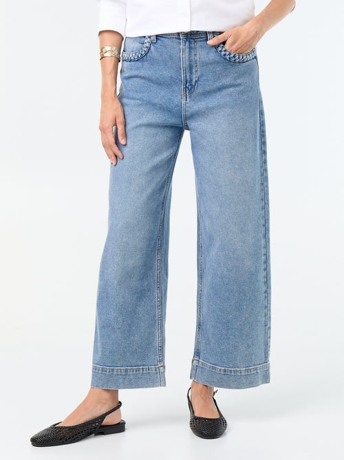 Pantalon wide leg à poches tressées - Kiabi