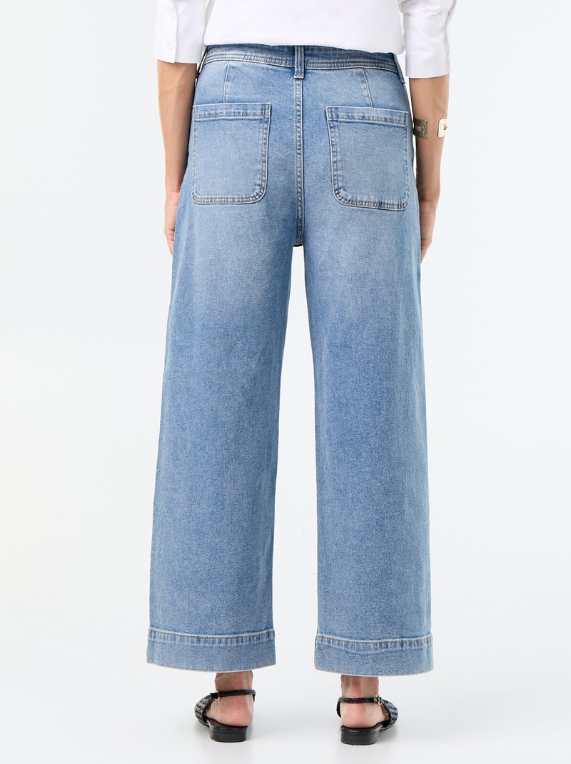 Pantalon wide leg à poches tressées Bleu - Kiabi