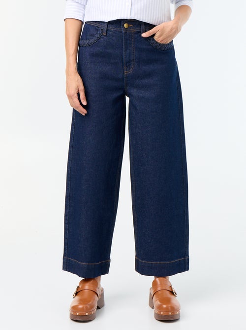 Pantalon wide leg à poches tressées - Kiabi