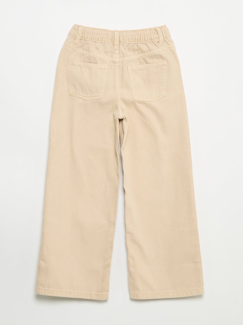 Pantalon wide leg à taille ajustable Beige - Kiabi