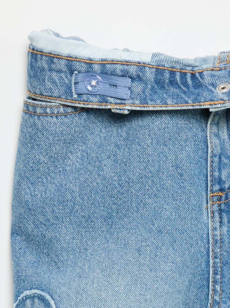 Pantalon wide leg avec broderies Bleu - Kiabi
