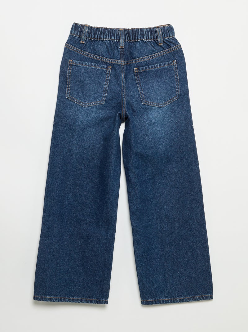 Pantalon wide leg avec broderies Bleu - Kiabi