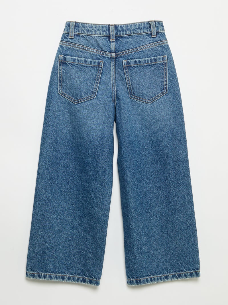 Pantalon wide leg avec broderies cœurs Bleu - Kiabi