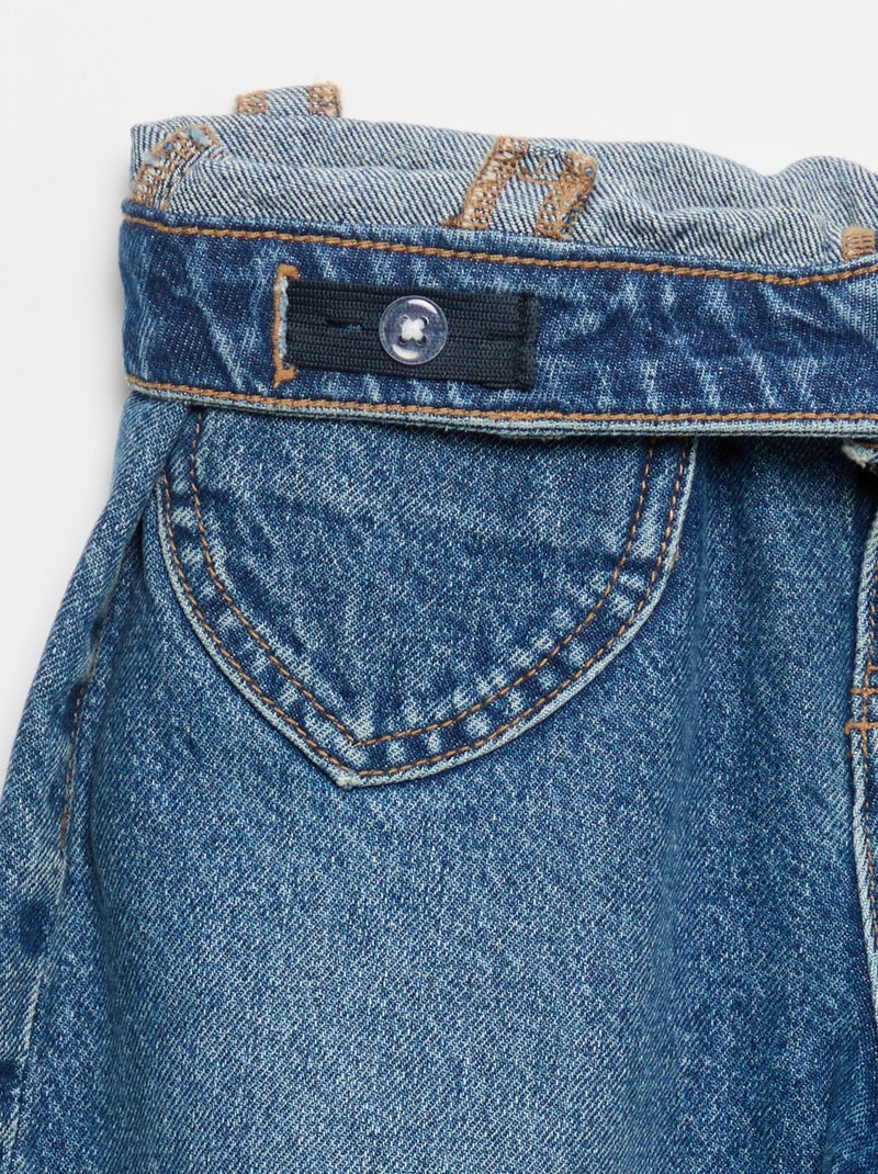 Pantalon wide leg avec broderies cœurs Bleu - Kiabi