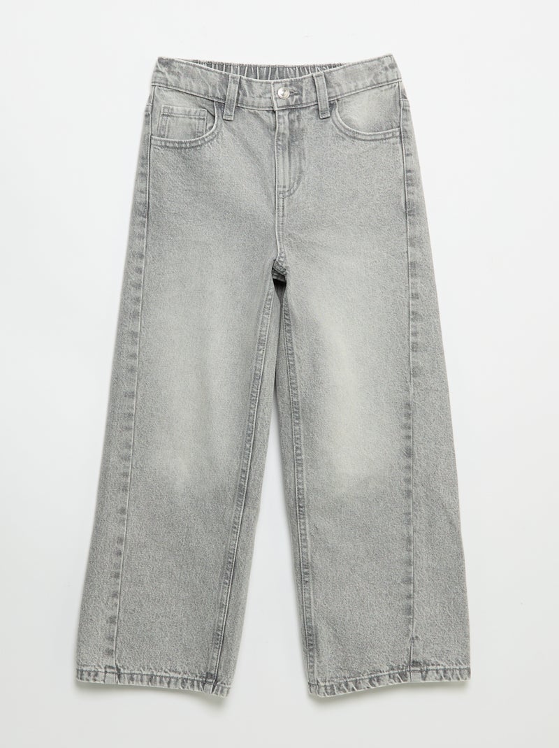 Pantalon wide leg avec broderies Gris - Kiabi