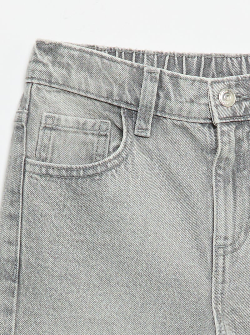 Pantalon wide leg avec broderies Gris - Kiabi