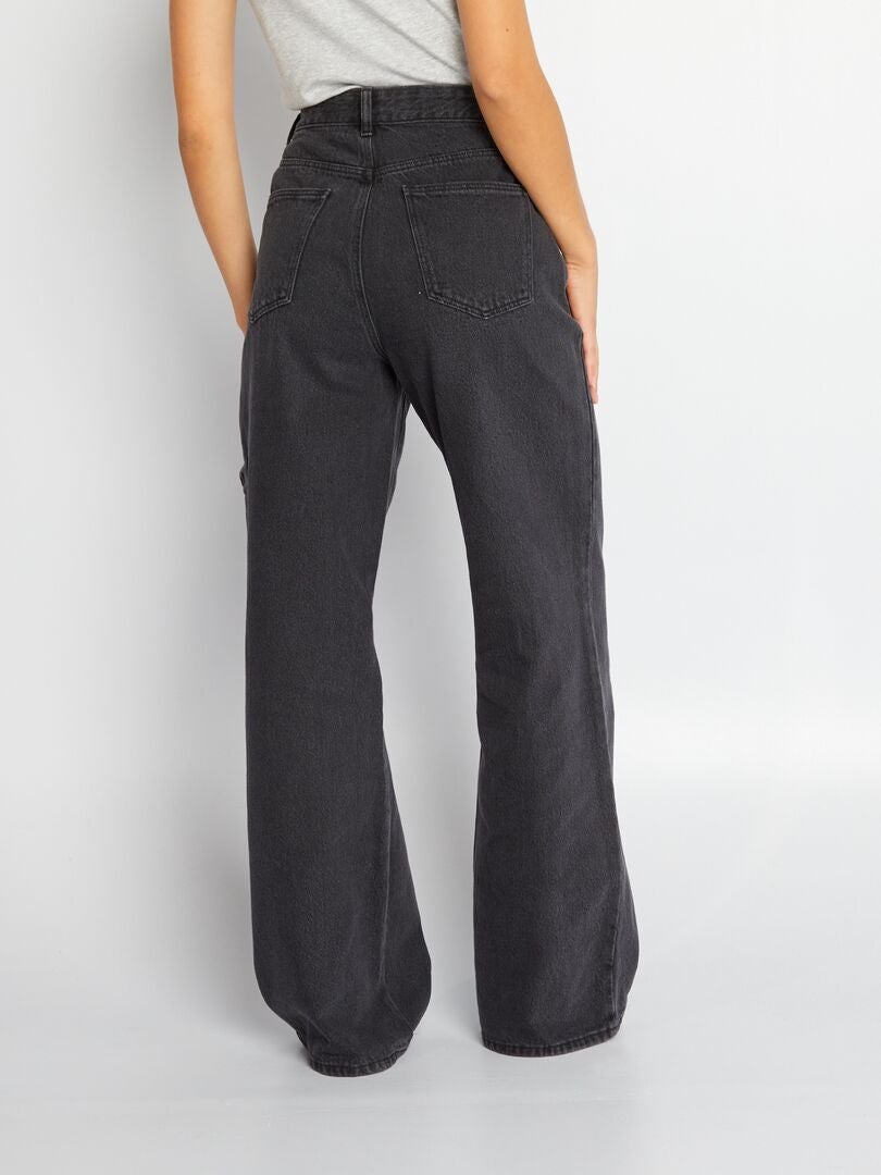 Pantalon wide leg avec poches plaquées Noir - Kiabi