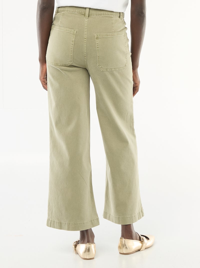 Pantalon wide leg coloré Kaki - Kiabi