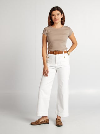 Pantalon wide leg cropped