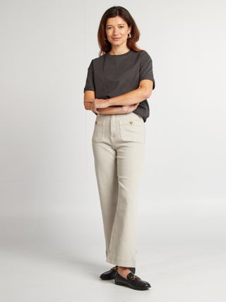 Pantalon wide leg cropped