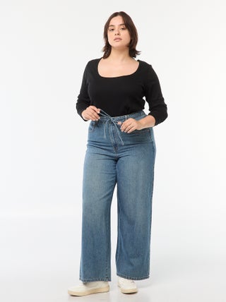 Pantalon wide leg denim brut