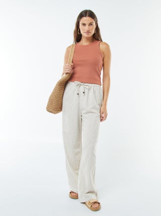 Pantalon wide leg en lin mélangé