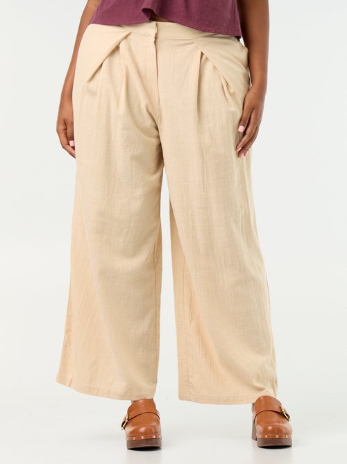 Pantalon wide leg en lin mélangé - Kiabi
