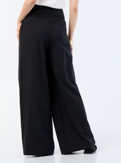 Pantalon wide leg en lin mélangé - Kiabi