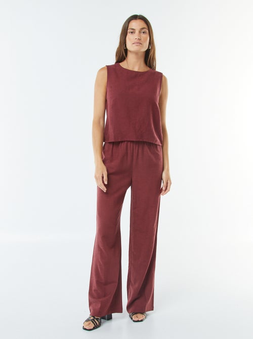 Pantalon wide leg en lin mélangé - Kiabi