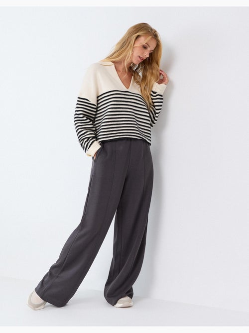 Pantalon wide leg en maille interlock, mo fashion - Kiabi