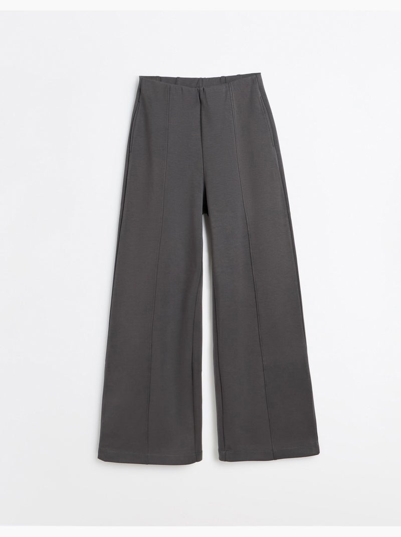 Pantalon wide leg en maille interlock, mo fashion Gris - Kiabi