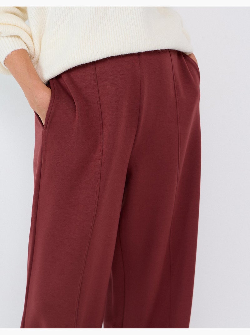 Pantalon wide leg en maille interlock, mo fashion Marron - Kiabi