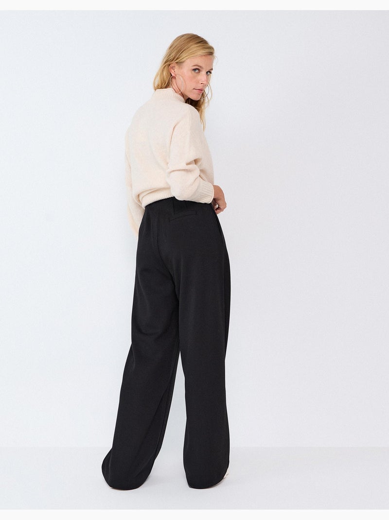 Pantalon wide leg en maille interlock, mo fashion Noir - Kiabi