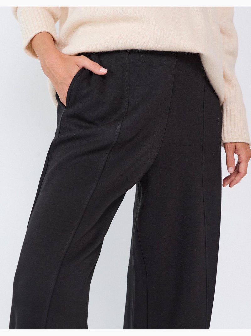 Pantalon wide leg en maille interlock, mo fashion Noir - Kiabi