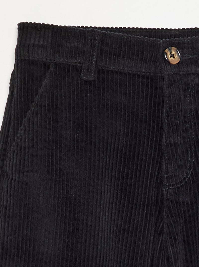 Pantalon wide leg en velours côtelés Noir - Kiabi