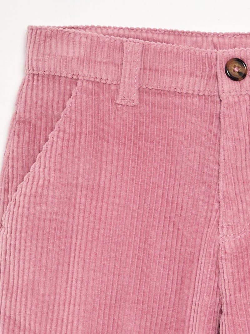 Pantalon wide leg en velours côtelés Rose - Kiabi