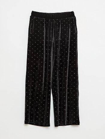 Pantalon wide leg en velours uni