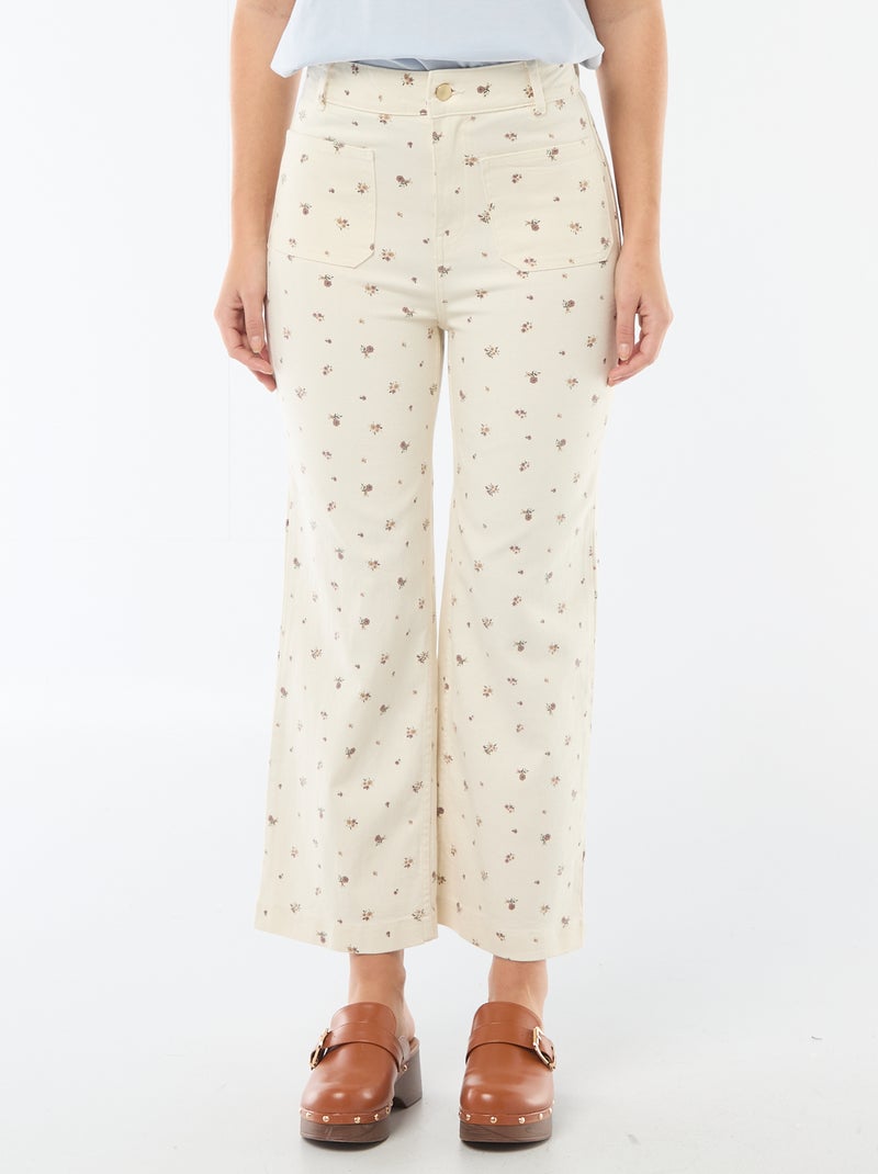 Pantalon wide leg femme uni Beige imprimé - Kiabi
