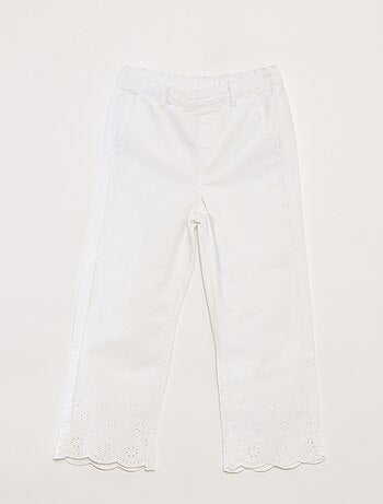 Pantalon wide leg finition brodée