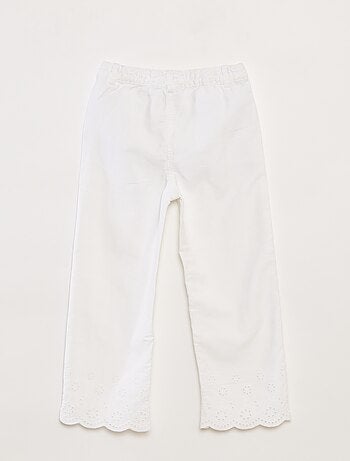 Pantalon wide leg finition brodée