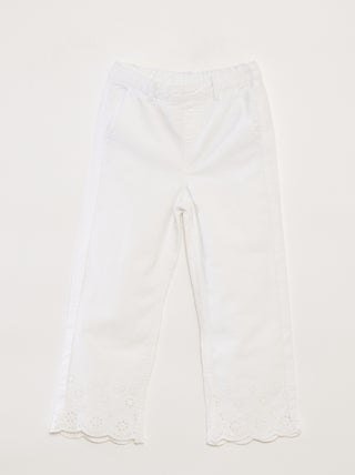 Pantalon wide leg finition brodée