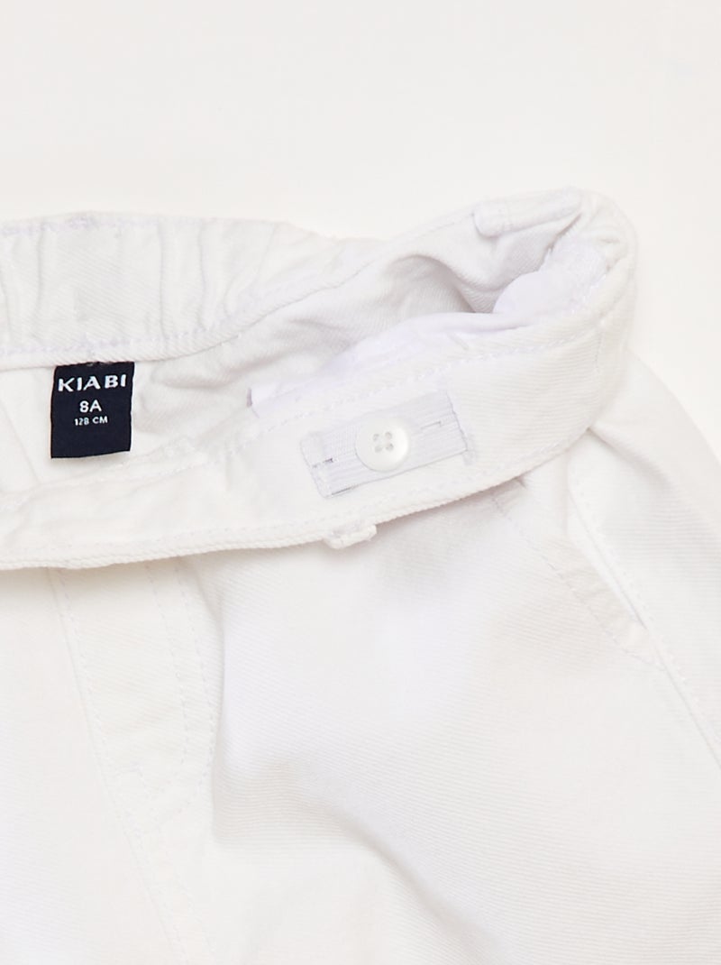 Pantalon wide leg finition brodée Blanc - Kiabi