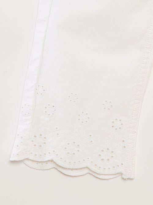 Pantalon wide leg finition brodée - Kiabi