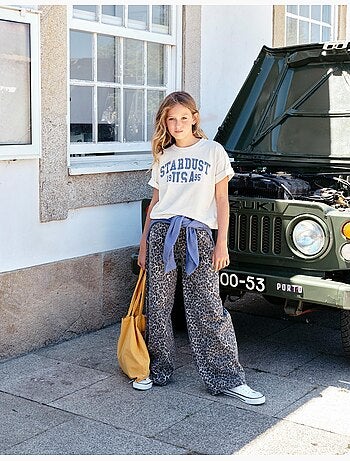 Pantalon wide leg imprimé animal, MO Fashion