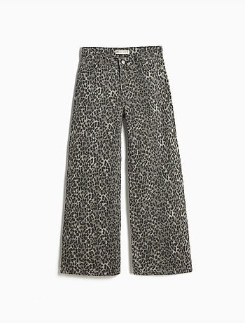 Pantalon wide leg imprimé animal, MO Fashion