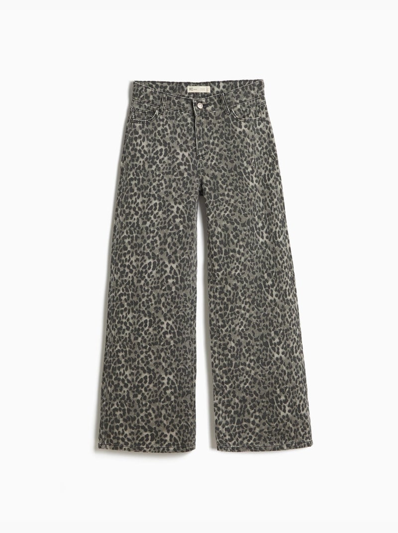 Pantalon wide leg imprimé animal, MO Fashion Gris - Kiabi