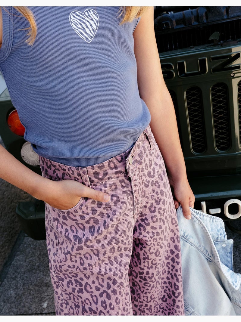 Pantalon wide leg imprimé animal, MO Fashion Mauve lilas - Kiabi