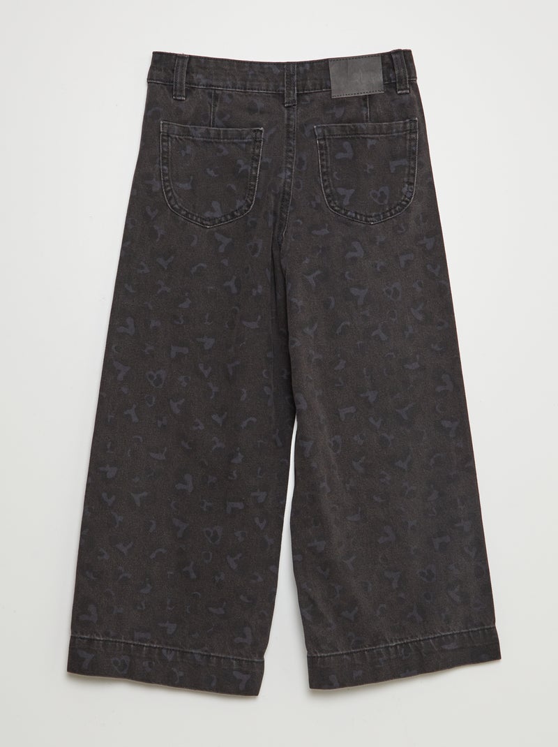 Pantalon wide leg imprimé léopard Gris - Kiabi