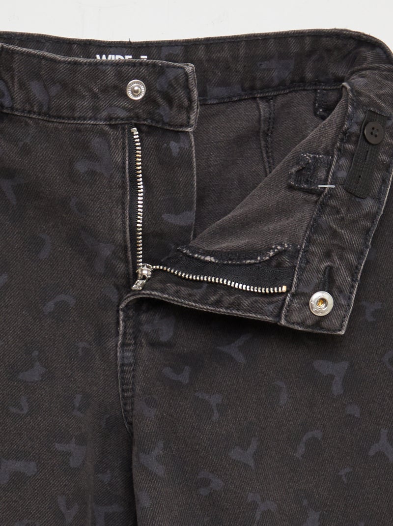 Pantalon wide leg imprimé léopard Gris - Kiabi