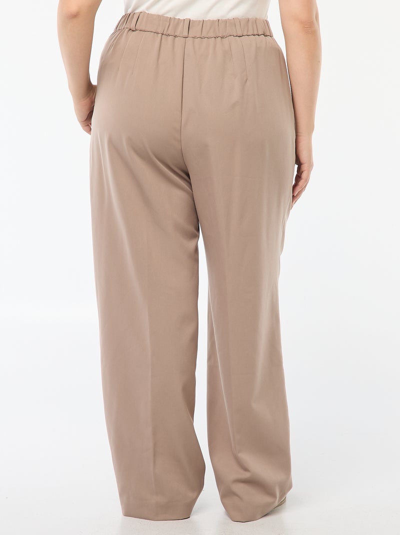 Pantalon wide leg taille haute Beige - Kiabi
