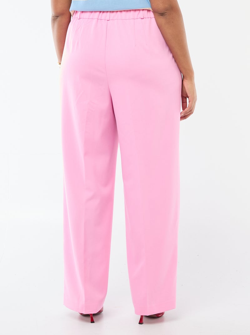 Pantalon wide leg taille haute Rose - Kiabi