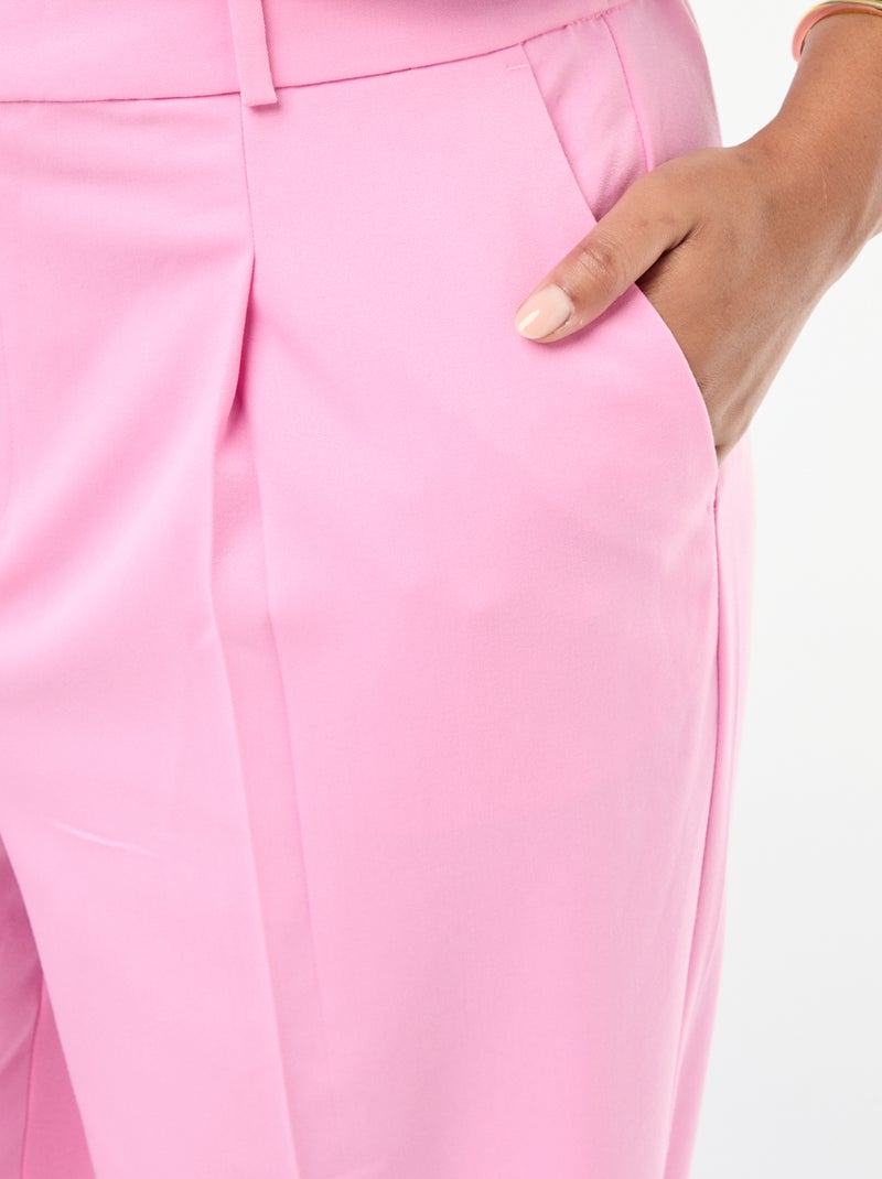 Pantalon wide leg taille haute Rose - Kiabi