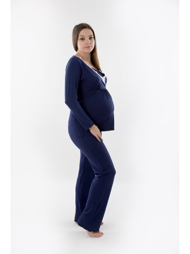 Pantalons de pyjama de grossesse 'bogema' Bleu marine - Kiabi