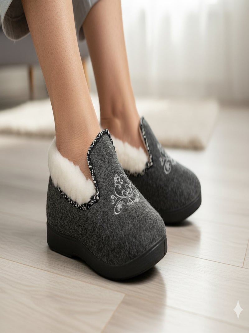 Pantoffel Charentaise dames winter Grijs - Kiabi