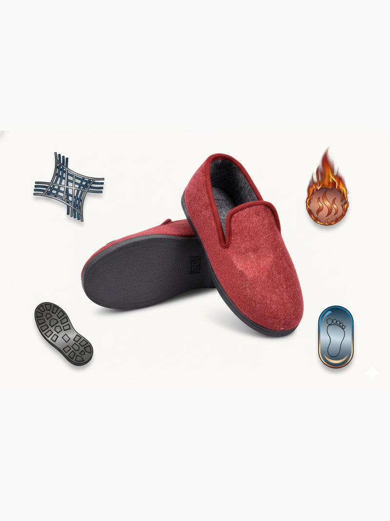Pantoffel Charentaise dames winter Karmozijnrood - Kiabi