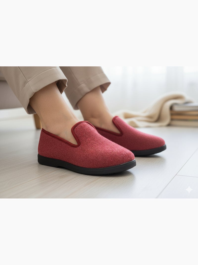 Pantoffel Charentaise dames winter Karmozijnrood - Kiabi
